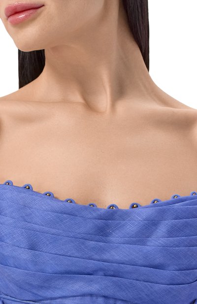 Платье изо льна и шелка ZIMMERMANN синего цвета по цене 360500 руб., арт. 6347DC261, фото 4 Платье изо льна и шелка ZIMMERMANN, арт. 6347DC261, фото 4