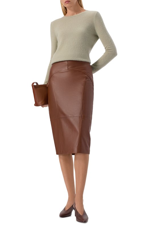 Кожаная юбка Max Mara Studio TAIGA Коричневый  TAIGA Фото 2