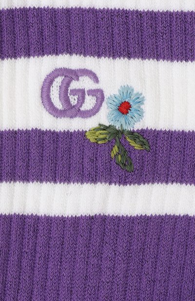 Хлопковые носки GUCCI фиолетового цвета по цене 15840 руб., арт. 583446 3GD84, фото 2 Хлопковые носки GUCCI, арт. 583446 3GD84, фото 2