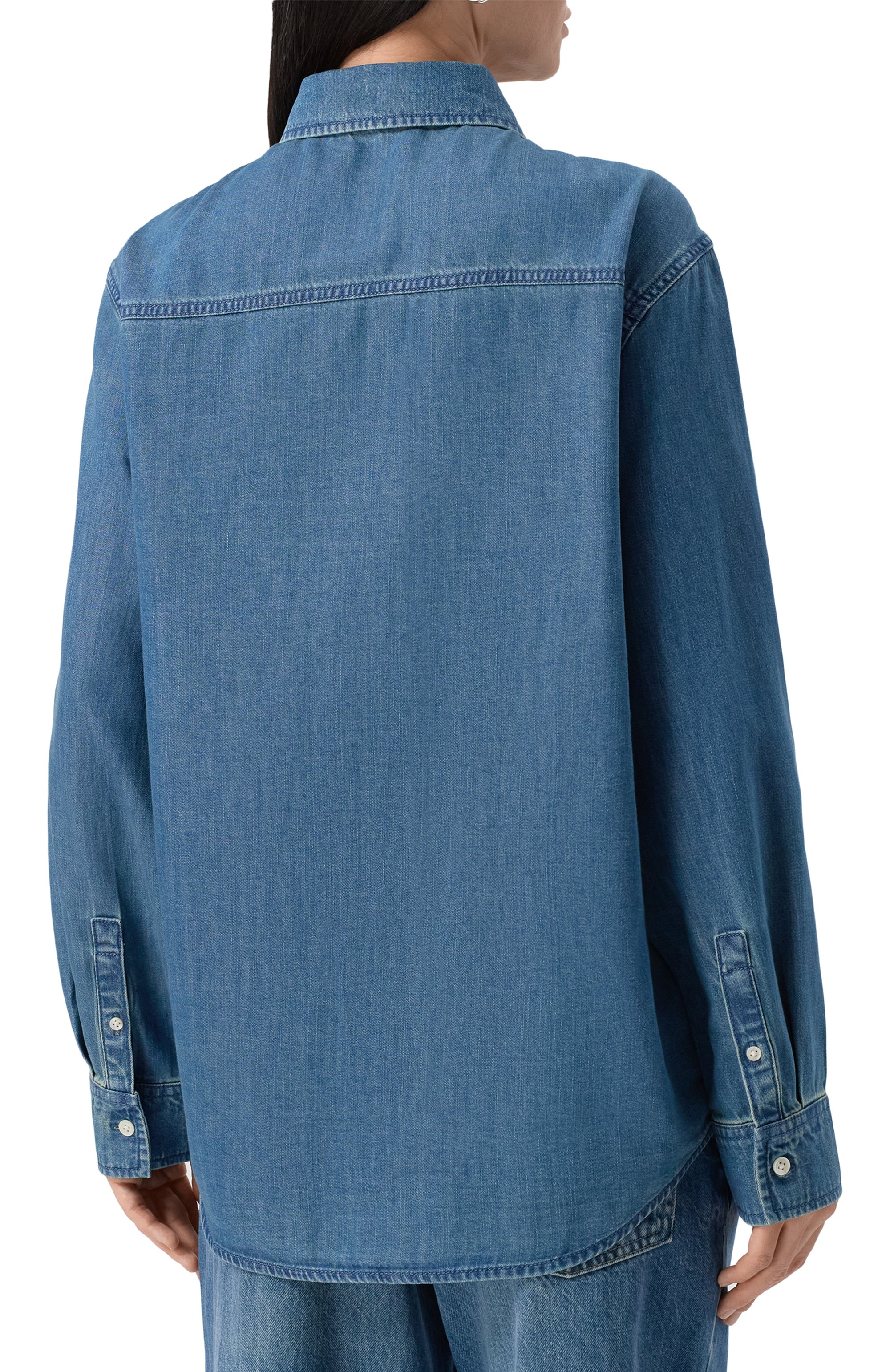 Джинсовая рубашка 12 STOREEZ синего цвета по цене 14000 руб., арт. 127258, фото 4 Джинсовая рубашка 12 STOREEZ, арт. 127258, фото 4