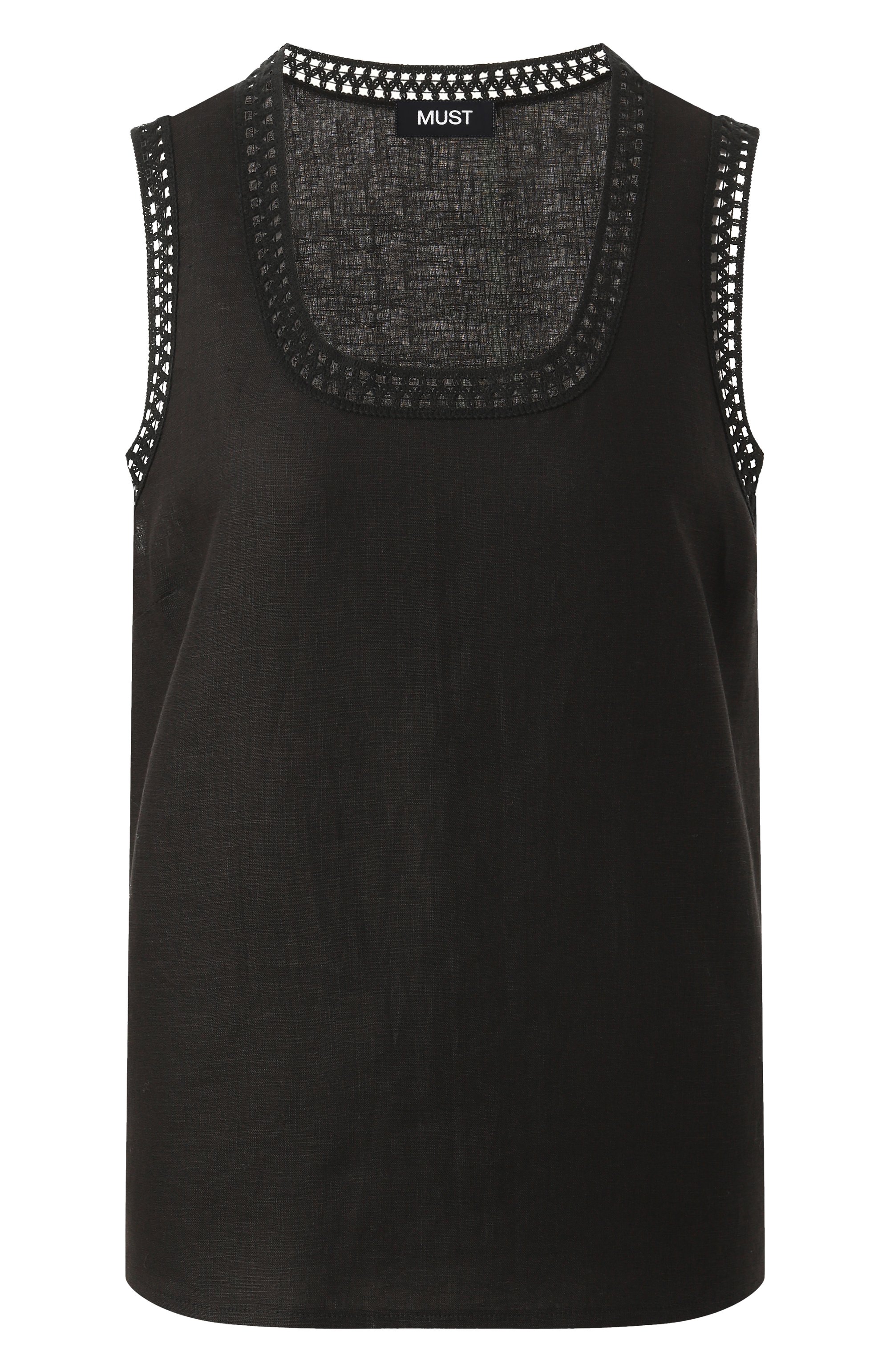 Льняной топ MVST черного цвета по цене 95900 руб., арт. TXBBL-Y102, фото 1 Льняной топ MVST, арт. TXBBL-Y102, фото 1