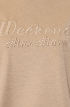 Женский свитшот WEEKEND MAX MARA светло-бежевого цвета, арт. LAGHI | Фото 5 (Длина (для топов): Стандартные; Материал сплава: Проставлено; Рукава: Длинные; Драгоценные камни: Проставлено; Женское Кросс-КТ: Свитшот-одежда; Стили: Кэжуэл; Re-sync: On)