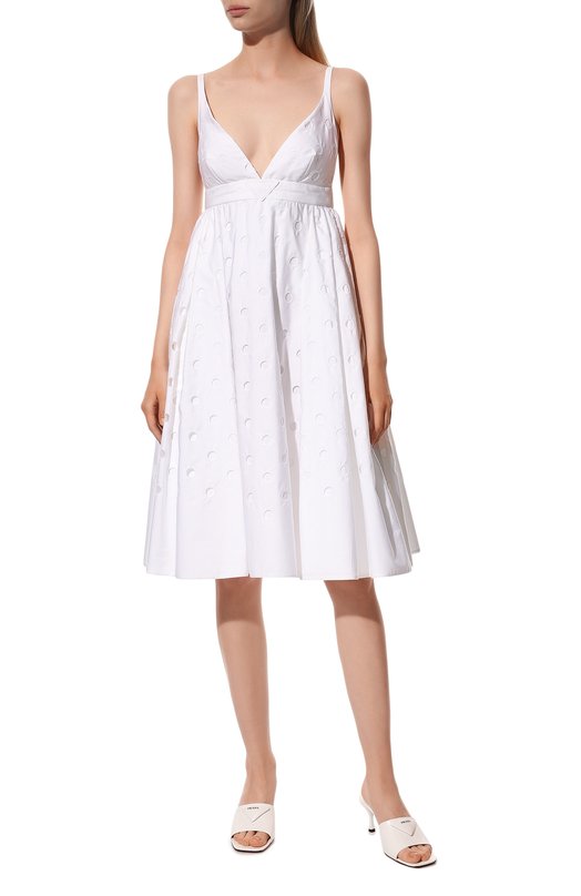 Хлопковое платье Prada P3F27-1Y8Q-F0009-211 Белый  P3F27-1Y8Q-F0009-211 Фото 3