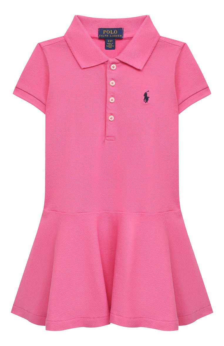 Детское хлопковое платье POLO RALPH LAUREN розового цвета, арт. 311624740 | Фото 1 (Материал внешний: Хлопок; Рукава: Короткие; Материал сплава: Проставлено; Драгоценные камни: Проставлено; Случай: Повседневный; Ростовка одежда: 2 года | 92 см, 3 года | 98 см, 4 года | 104 см)