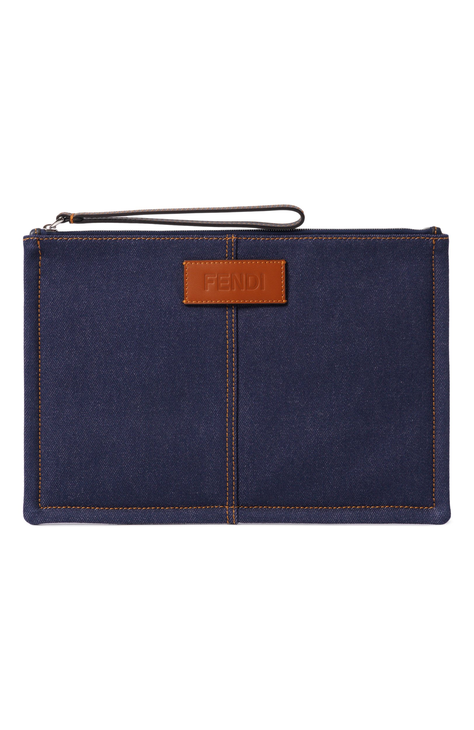 Клатч FENDI темно-синего цвета по цене 88350 руб., арт. 7N0134/B08Z, фото 1 Клатч FENDI, арт. 7N0134/B08Z, фото 1