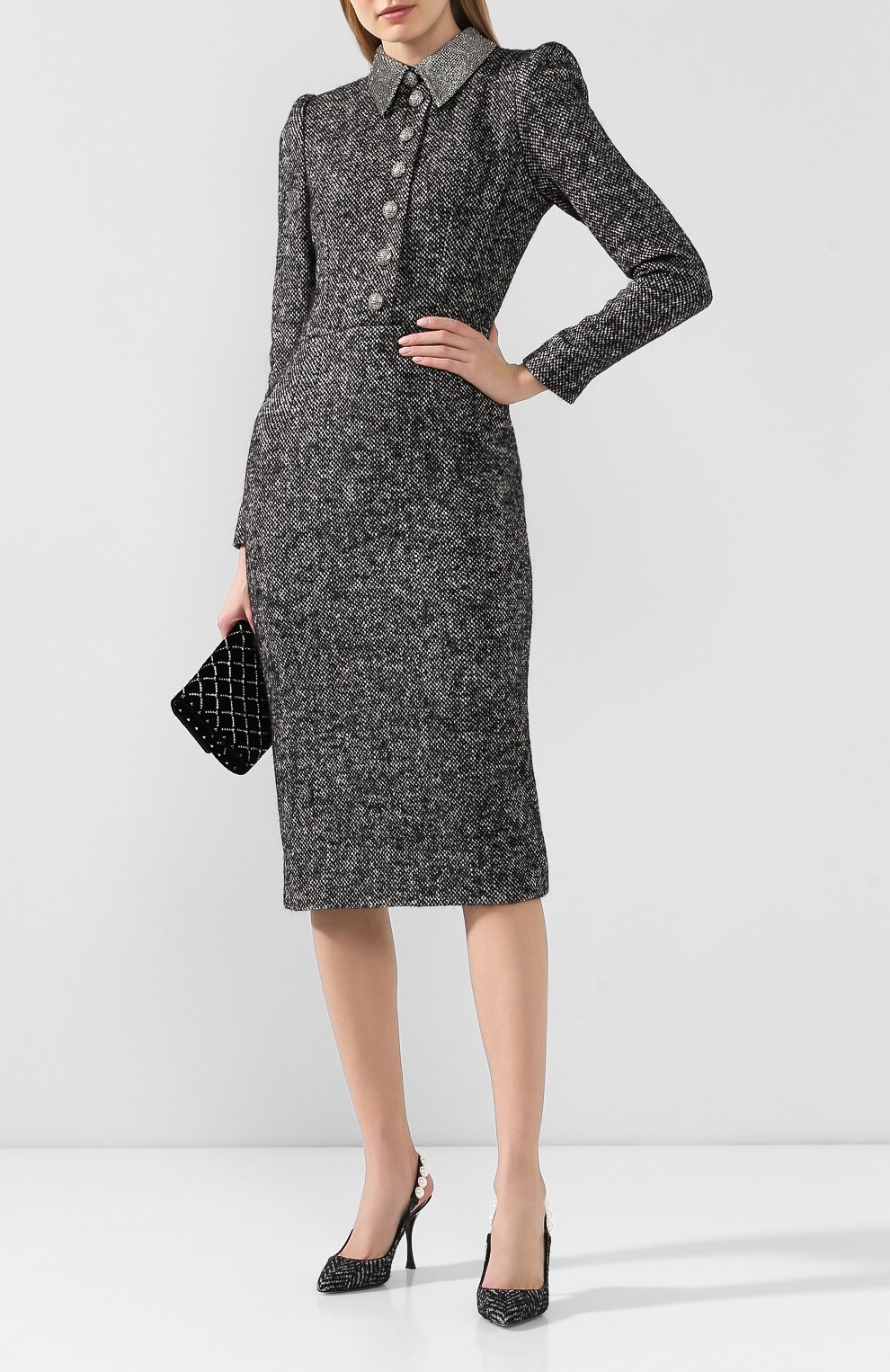 Платье DOLCE & GABBANA серого цвета по цене 464000 руб., арт. F6G6YZ/FM3C4, фото 2 Платье DOLCE & GABBANA, арт. F6G6YZ/FM3C4, фото 2