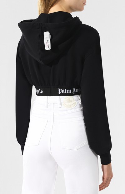 Хлопковое худи PALM ANGELS черно-белого цвета по цене 43900 руб., арт. PWBB012R194410011001, фото 4 Хлопковое худи PALM ANGELS, арт. PWBB012R194410011001, фото 4