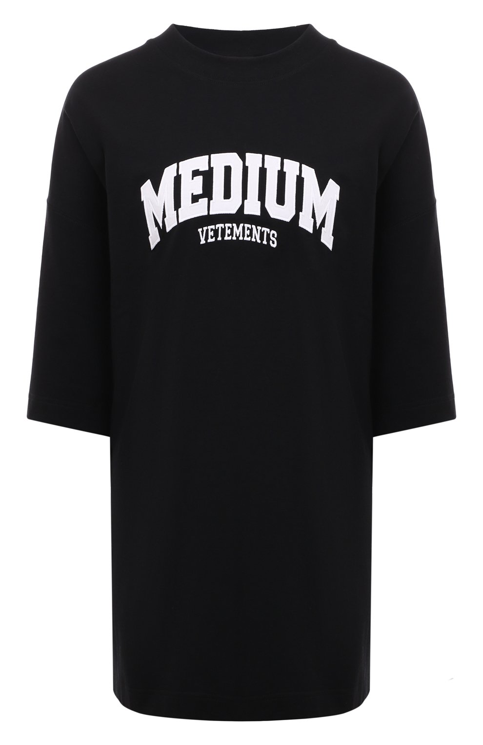 Хлопковая футболка VETEMENTS черного цвета по цене 69300 руб., арт. UE63TR820B, фото 1 Хлопковая футболка VETEMENTS, арт. UE63TR820B, фото 1