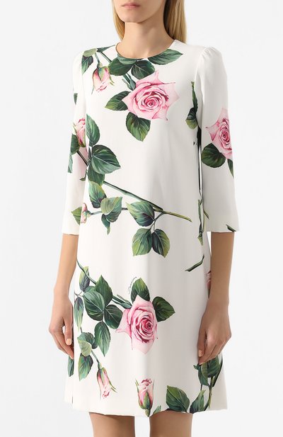 Платье из вискозы DOLCE & GABBANA белого цвета по цене 157500 руб., арт. F6G9JT/FSRMB, фото 3 Платье из вискозы DOLCE & GABBANA, арт. F6G9JT/FSRMB, фото 3