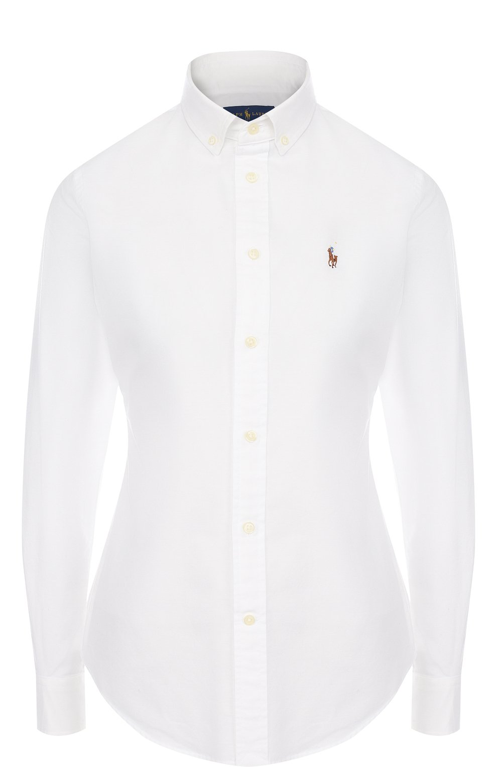 Приталенная хлопковая блуза в полоску POLO RALPH LAUREN белого цвета по цене 13200 руб., арт. 211642479, фото 1 Приталенная хлопковая блуза в полоску POLO RALPH LAUREN, арт. 211642479, фото 1