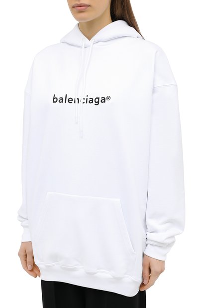 Хлопковое худи BALENCIAGA белого цвета по цене 93400 руб., арт. 578135/TIV55, фото 3 Хлопковое худи BALENCIAGA, арт. 578135/TIV55, фото 3