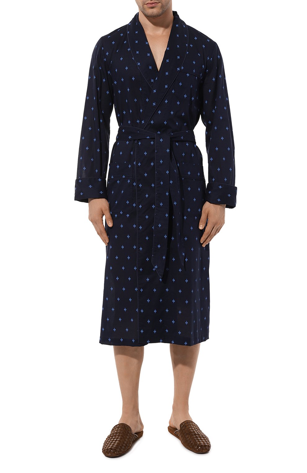 Хлопковый халат DEREK ROSE темно-синего цвета по цене 39500 руб., арт. 5505, фото 2 Хлопковый халат DEREK ROSE, арт. 5505, фото 2