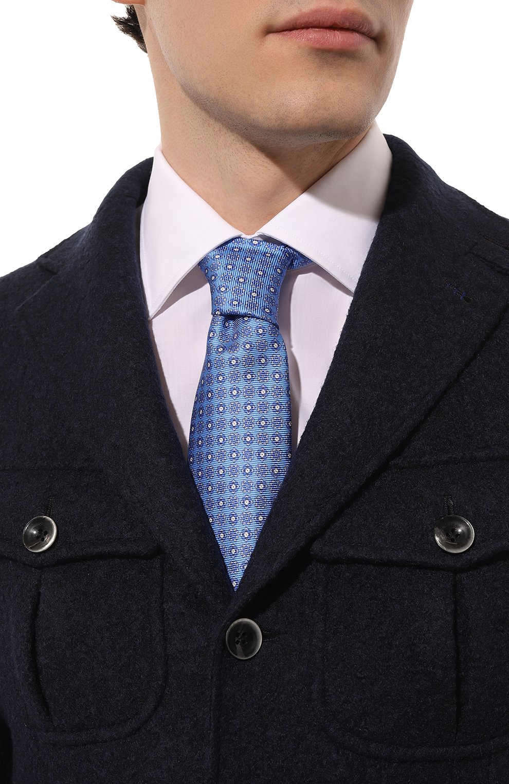 Шелковый галстук KITON синего цвета по цене 28050 руб., арт. UCRVKLC01I55, фото 2 Шелковый галстук KITON, арт. UCRVKLC01I55, фото 2