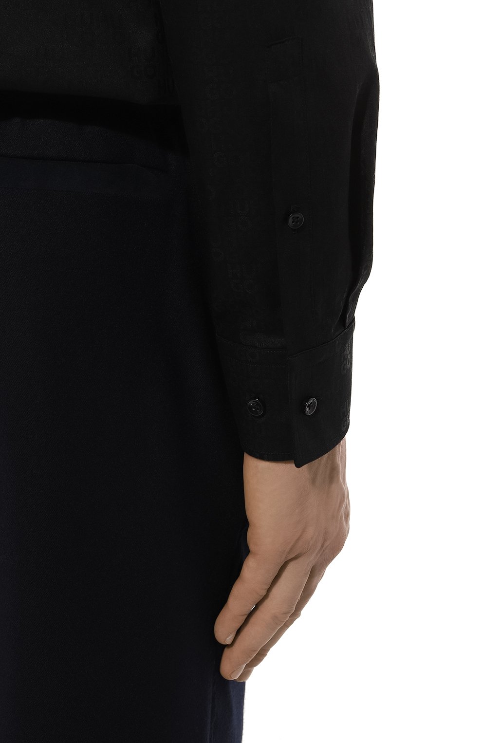 Хлопковая сорочка HUGO черного цвета по цене 16500 руб., арт. 50500965, фото 6 Хлопковая сорочка HUGO, арт. 50500965, фото 6