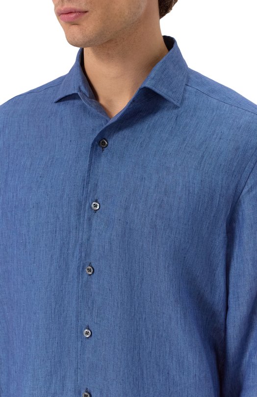 Льняная рубашка Corneliani 25P213-2511334 Синий  25P213-2511334 Фото 5