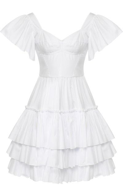 Ж енское приталенное хлопковое мини-платье с оборками DOLCE & GABBANA, арт. F6A7MT/FU5GK
