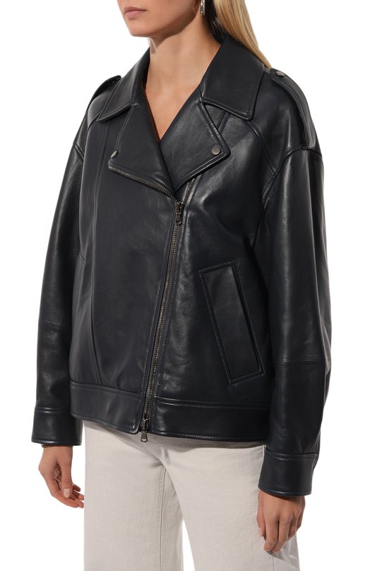 Кожаная куртка Brunello Cucinelli MPNGI7993P Синий  MPNGI7993P Фото 3