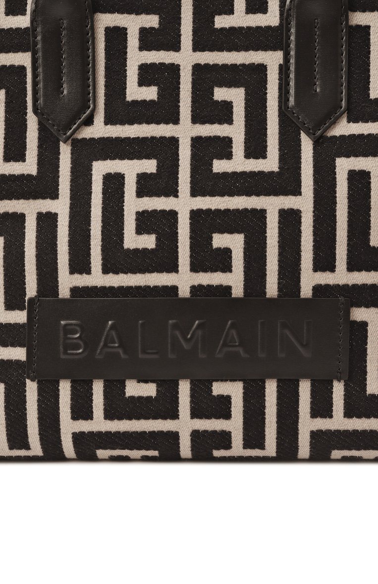 Женская сумка-тоут b-army BALMAIN черно-белого цвета, арт. EN1FF939/TJDC | Фото 3 (Материал: Текстиль; Материал сплава: Проставлено; Драгоценные камни: Проставлено; Размер: medium)