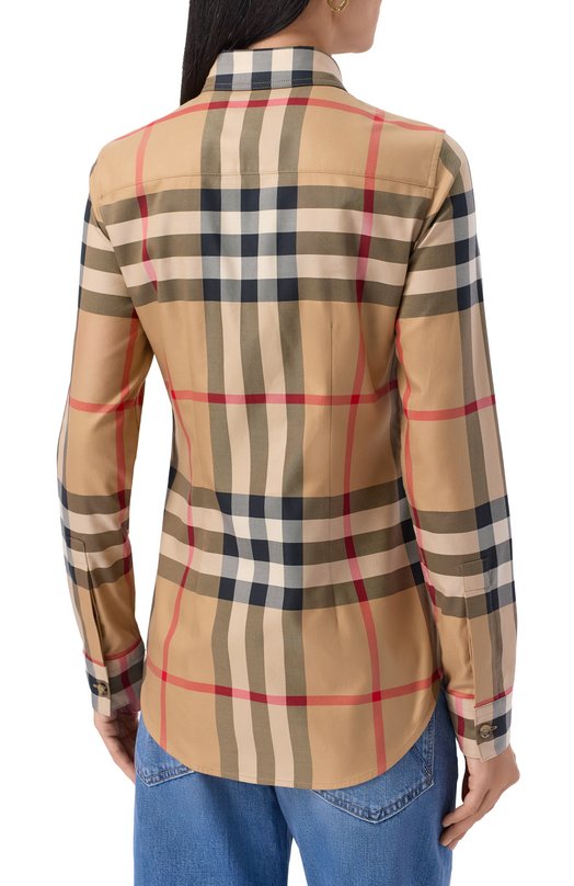 Хлопковая рубашка Burberry 8111856 Бежевый  8111856 Фото 4