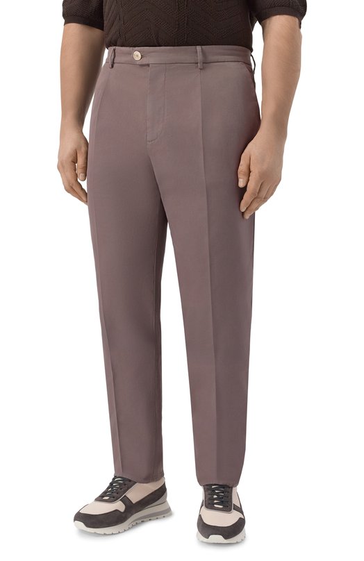 Хлопковые брюки Brunello Cucinelli M252DE1450 Коричневый  M252DE1450 Фото 3