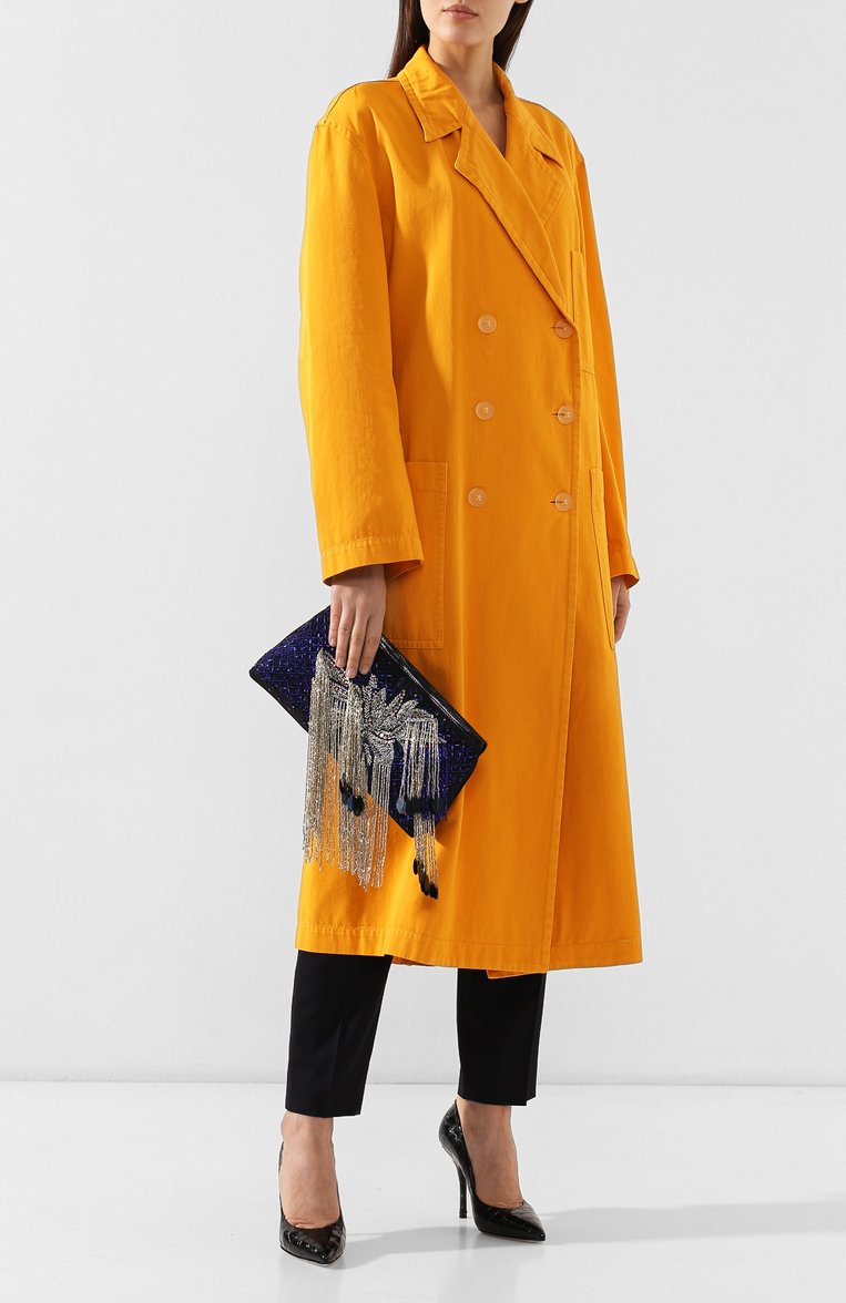 Женский клатч DRIES VAN NOTEN синего цвета, арт. 191-11504-186 | Фото 2 (Статус проверки: Проверено, Проверена категория; Материал: Текстиль; Детали: Вышивка; Размер: medium; Женское Кросс-КТ: Клатч-клатчи, Вечерняя сумка)