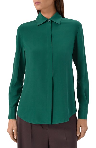 Шелковая рубашка MVST зеленого цвета по цене 94850 руб., арт. M25.1PW.B004/SILK, фото 3 Шелковая рубашка MVST, арт. M25.1PW.B004/SILK, фото 3