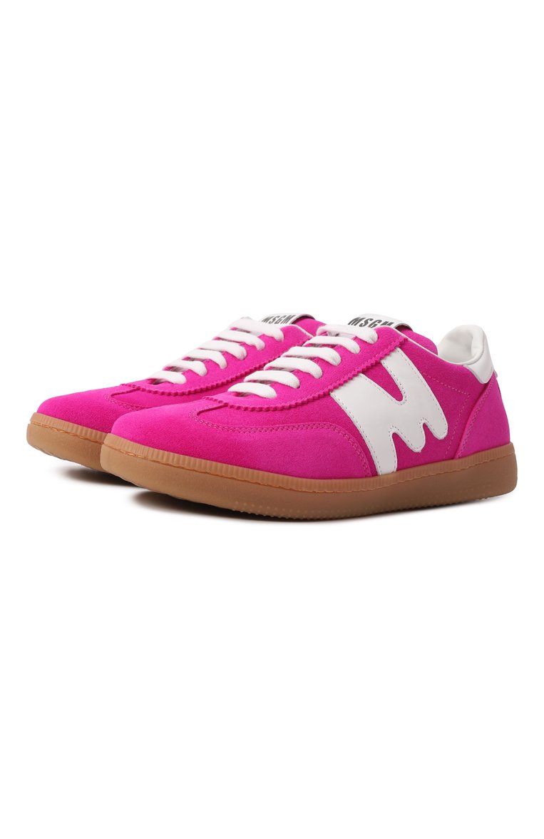 Детские замшевые кеды MSGM KIDS фуксия цвета, арт. 79821/VAR4/36-40 | Фото 1 (Материал внешний: Натуральная кожа, Замша; Нос: Не проставлено; Материал внутренний: Натуральная кожа; Мальчики Кросс-КТ: Обувь-низкие)