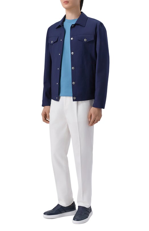 Хлопковая футболка Brioni UJSY0L/0D620 Голубой  UJSY0L/0D620 Фото 2