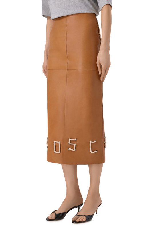 Кожаная юбка Moschino A3701/0472 Коричневый  A3701/0472 Фото 3