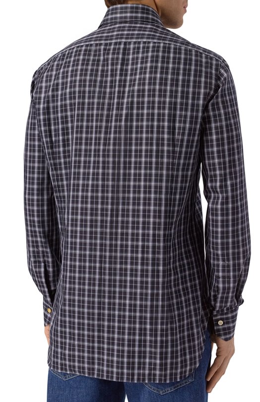 Хлопковая сорочка Kiton UCCH0948136 Чёрный  UCCH0948136 Фото 4