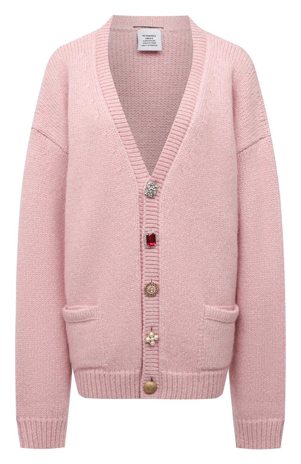Кардиган VETEMENTS светло-розового цвета по цене 157000 руб., арт. UE52KN550P 2901/W, фото 1 Кардиган VETEMENTS, арт. UE52KN550P 2901/W, фото 1