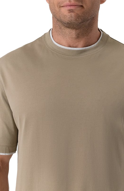 Хлопковая футболка Brunello Cucinelli M0B137427W Хаки  M0B137427W Фото 5
