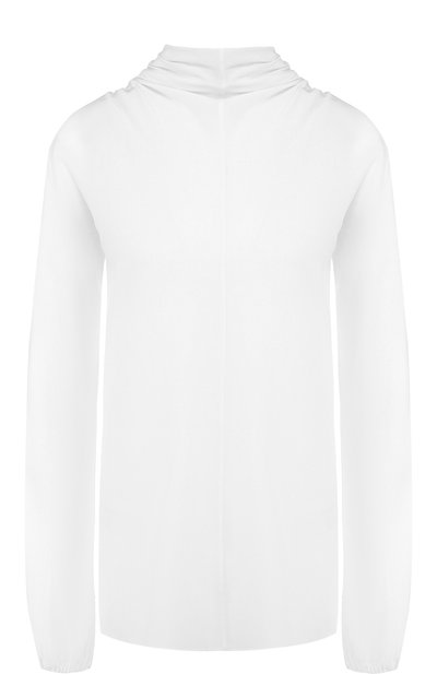 Женская однотонная шелковая блуза с воротником-стойкой PRADA, арт. P973E-1H51-F0304