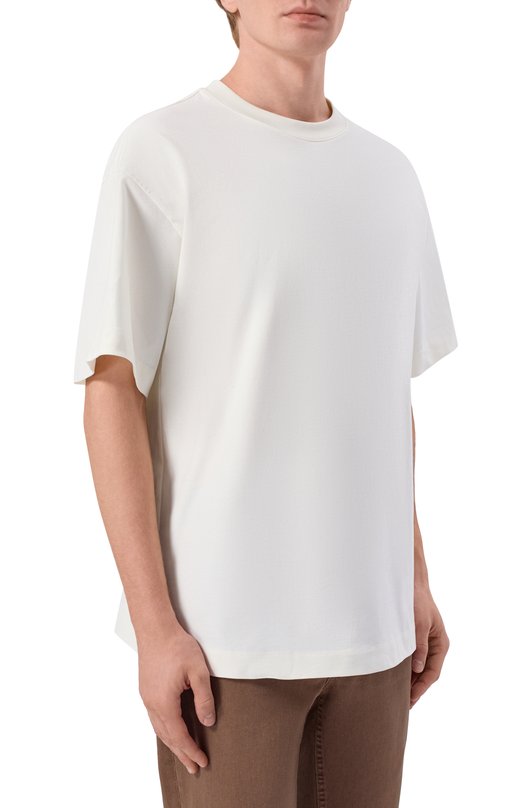 Хлопковая футболка 12 STOREEZ 136246 Кремовый  136246 Фото 3