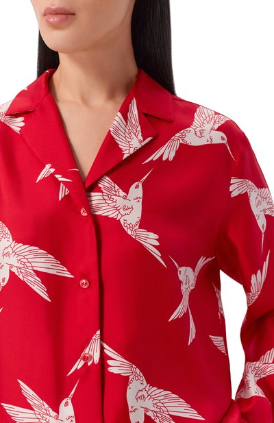 Шелковая блузка OLOLOL красного цвета по цене 49000 руб., арт. OLBL071/6010.COLIBRI600, фото 5 Шелковая блузка OLOLOL, арт. OLBL071/6010.COLIBRI600, фото 5
