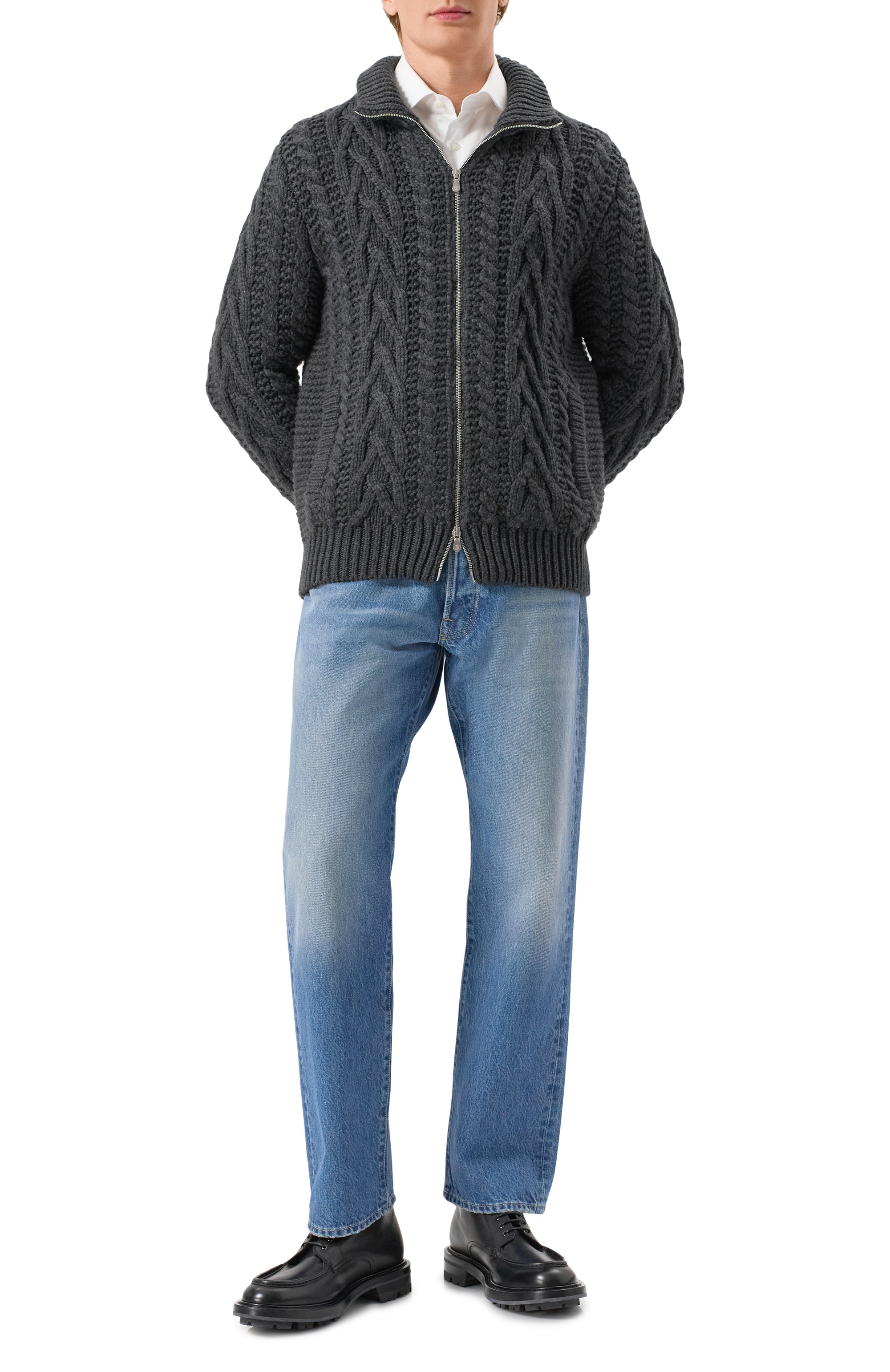 Кашемировый кардиган BRUNELLO CUCINELLI темно-серого цвета по цене 643500 руб., арт. MA2301106, фото 2 Кашемировый кардиган BRUNELLO CUCINELLI, арт. MA2301106, фото 2