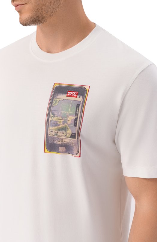 Хлопковая футболка Diesel A19979/0QIAM Белый  A19979/0QIAM Фото 5