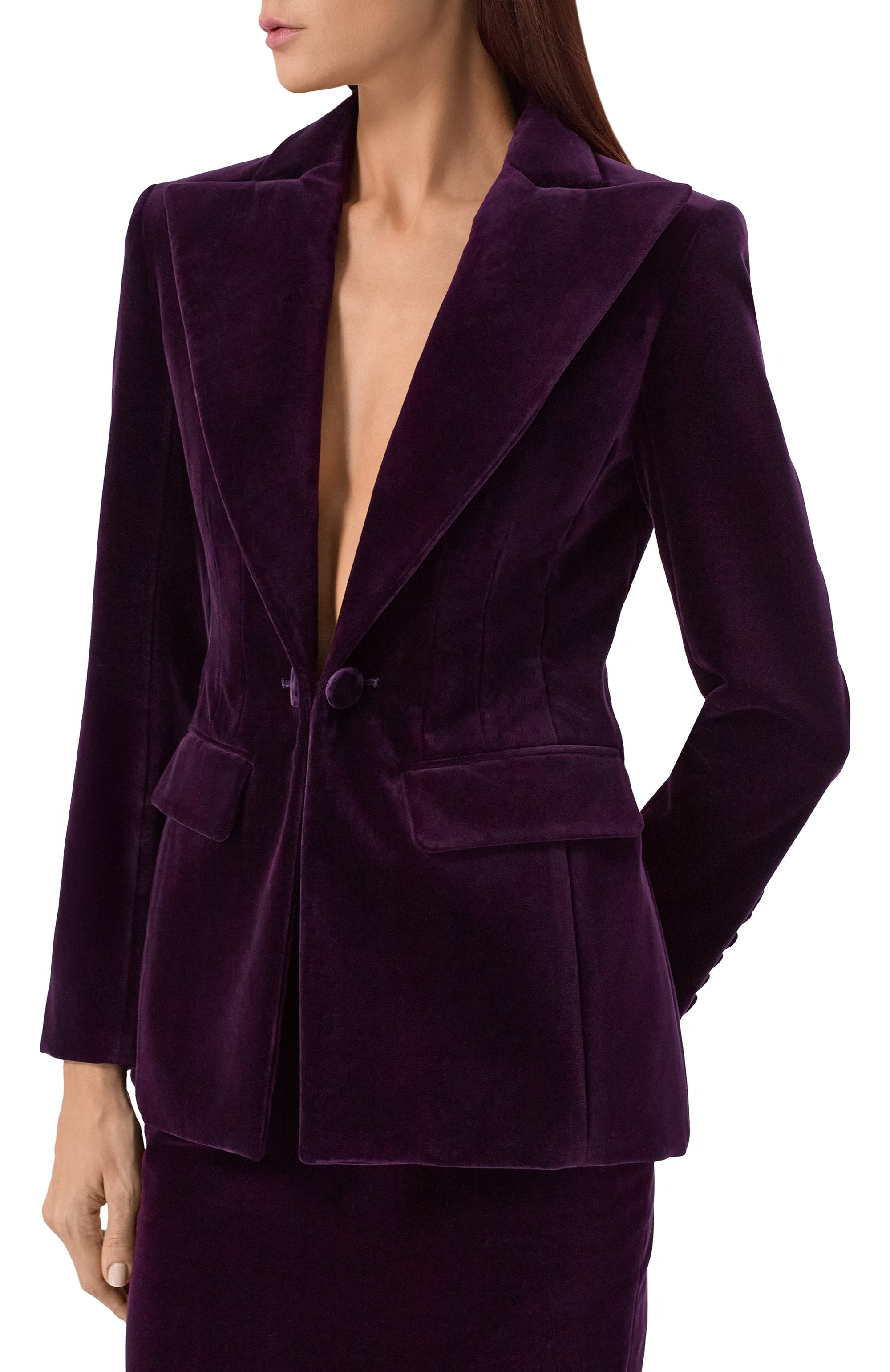 Бархатный жакет NINA RICCI фиолетового цвета по цене 214500 руб., арт. 25ACVE018/C01092, фото 3 Бархатный жакет NINA RICCI, арт. 25ACVE018/C01092, фото 3