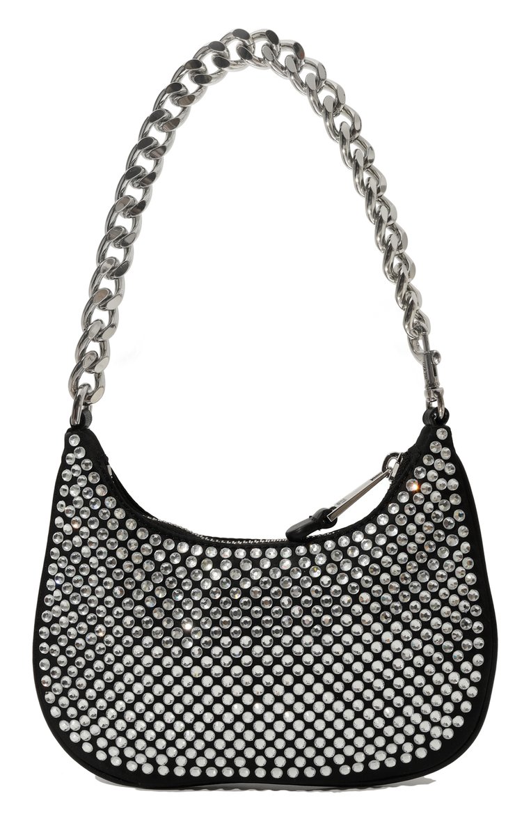 Женская сумка MOSCHINO серебряного цвета, арт. B8412/8202 | Фото 6 (Материал сплава: Проставлено; Размер: mini; Драгоценные камни: Проставлено; Материал: Текстиль; Сумки-технические: Сумки через плечо)