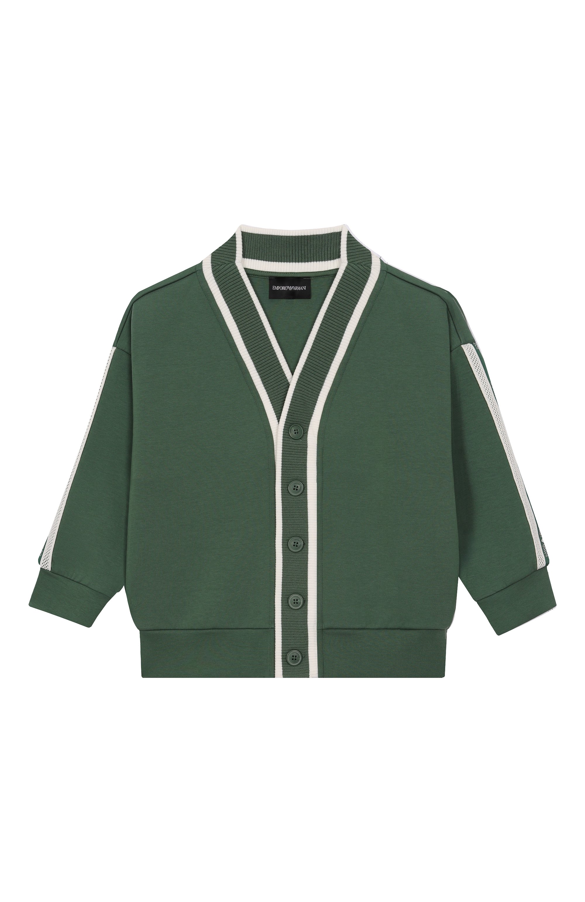 Хлопковый кардиган EMPORIO ARMANI зеленого цвета по цене 26350 руб., арт. EB000147/AF10126, фото 1 Хлопковый кардиган EMPORIO ARMANI, арт. EB000147/AF10126, фото 1