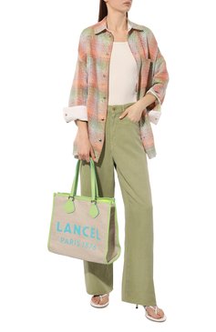 Женский сумка-тоут summer large LANCEL светло-зеленого цвета, арт. A10749 | Фото 7 (Сумки-технические: Сумки-шопперы; Материал сплава: Проставлено; Материал: Текстиль; Драгоценные камни: Проставлено; Размер: large)