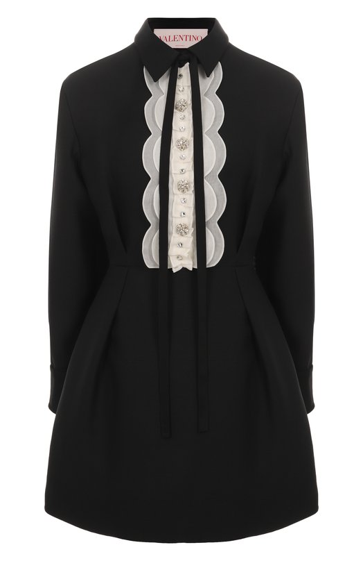 Платье из шерсти и шелка Valentino 5B3VA9T31CF Чёрный 5B3VA9T31CF