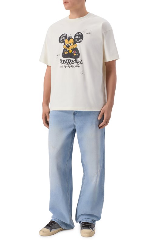 Хлопковая футболка DOMREBEL M BLABLA/T-SHIRT Кремовый  M BLABLA/T-SHIRT Фото 2