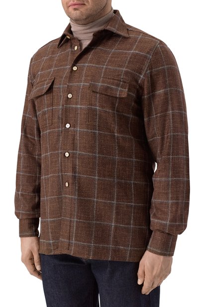 Рубашка из шерсти и шелка KITON, арт. UCRRLK0118G04, фото 3