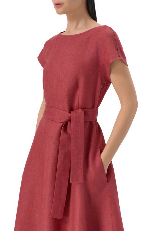 Льняное платье Weekend Max Mara WKDES0RDI0 Бордовый  WKDES0RDI0 Фото 4