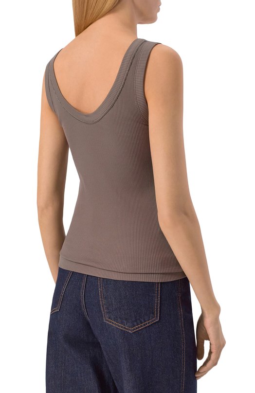 Хлопковая майка Brunello Cucinelli MG902FP100 Коричневый  MG902FP100 Фото 4