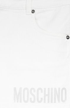 Детские джинсовые шорты MOSCHINO белого цвета, арт. HDP03C/LTC02/10A-14A | Фото 3 (Материал внешний: Хлопок, Деним; Статус проверки: Проверена категория; Девочки Кросс-КТ: Шорты-одежда; Кросс-КТ: Деним; Материал сплава: Проставлено; Нос: Не проставлено; Ростовка одежда: 10 - 11 лет | 140 - 146см, 12 лет | 152 см, 13 - 15 лет | 158 см)