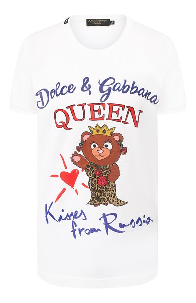 Женская хлопковая футболка с принтом DOLCE & GABBANA, арт. I8334W/HH7MY