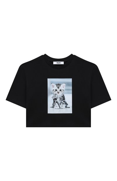 Укороченная футболка из хлопка MSGM KIDS, арт. S4MSJGTH121, фото 1