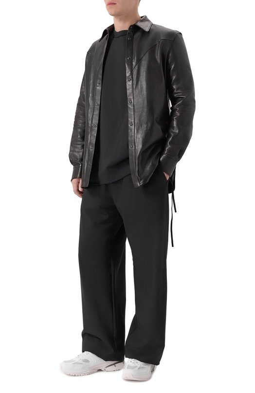 Кожаная куртка-рубашка Ann Demeulemeester B0013403/LT137 Чёрный  B0013403/LT137 Фото 2
